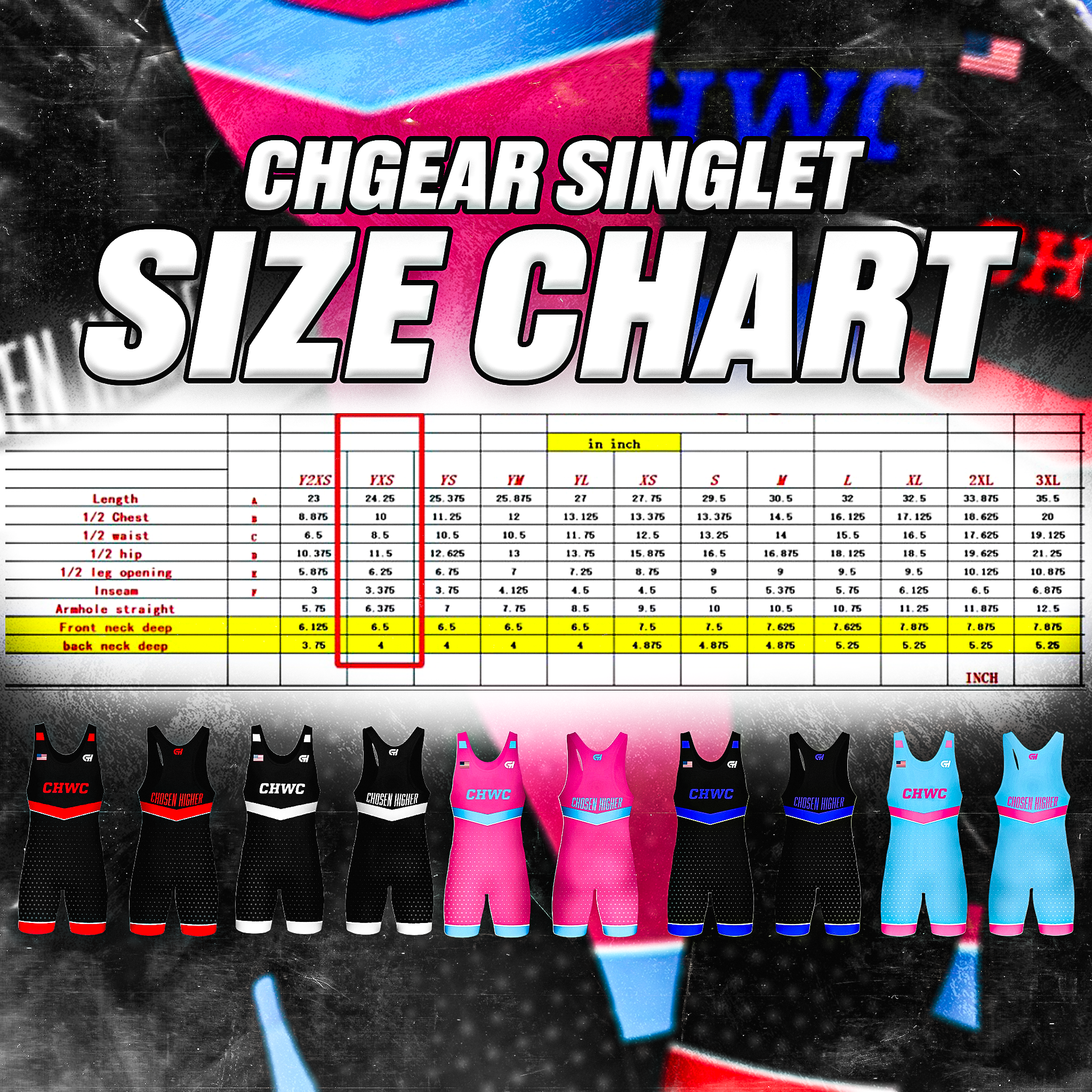Chosen Higher Wrestling Club Singlet Black / Royal Blue