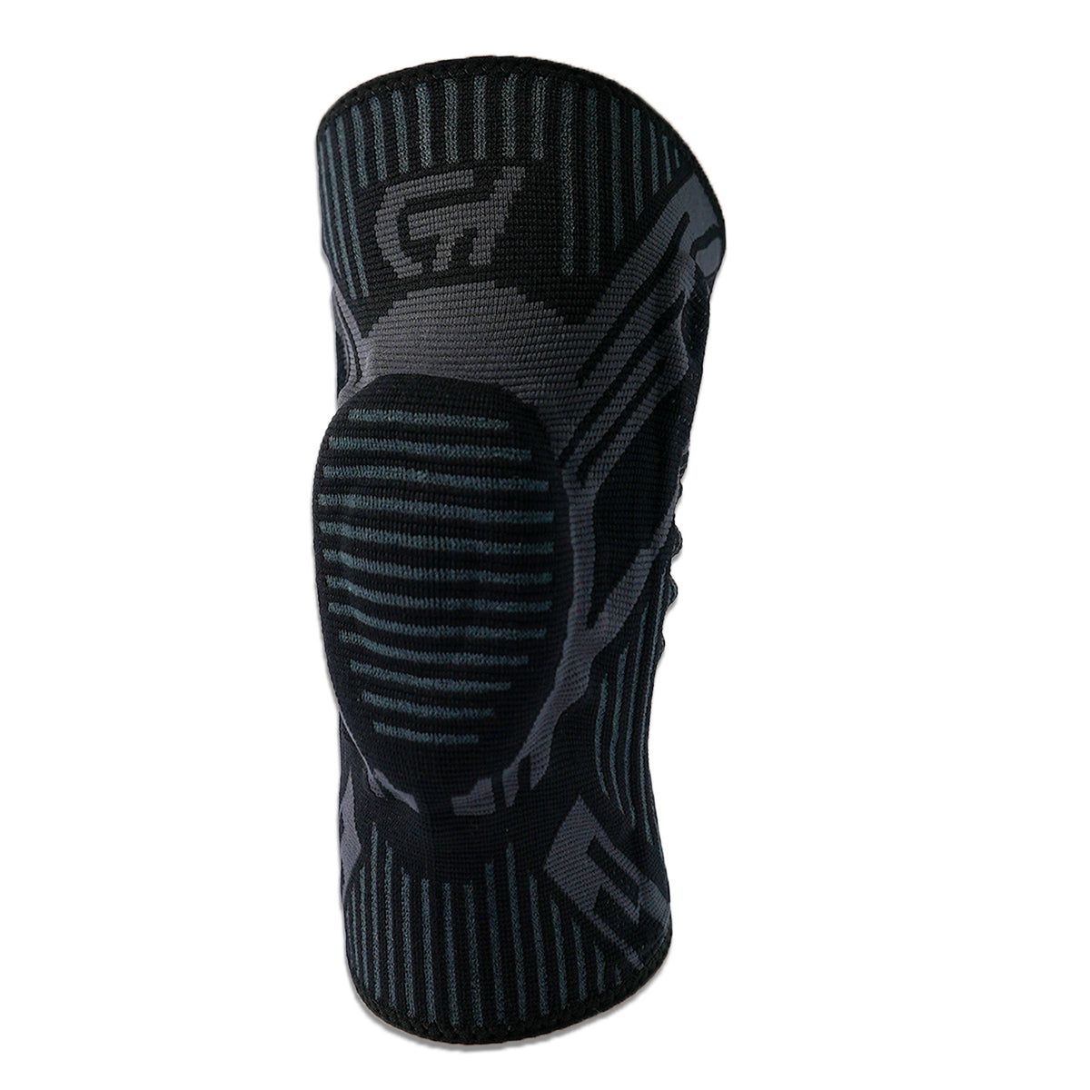 A black and dark gray knit CH Gear Wrestling knee pad with textured grip panels and a stylized logo on the front, shown against a plain white background.